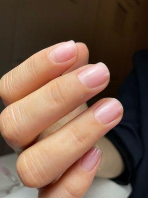 Clean natural nails - Japanese manicure finish.