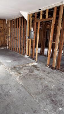 Finished clean up of drywall and insulation