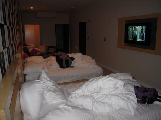 view from the side of the bed