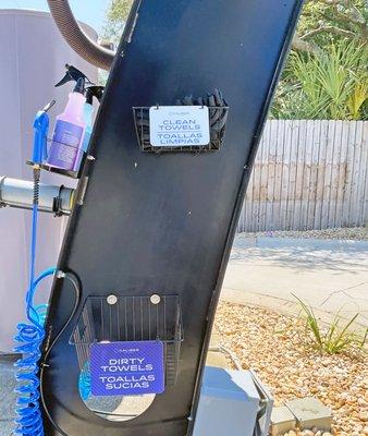 Detailing tools, including towels, cleaners, air fresheners, detailing air, and more included with every wash.