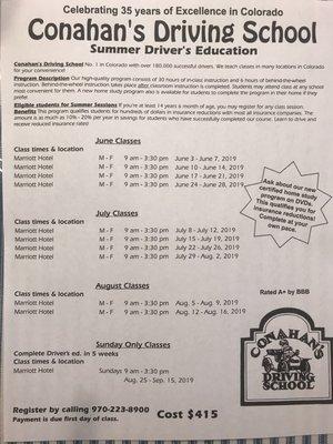 Summer schedule 2019!