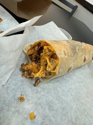 Steak, Egg and Cheese breakfast Burrito!