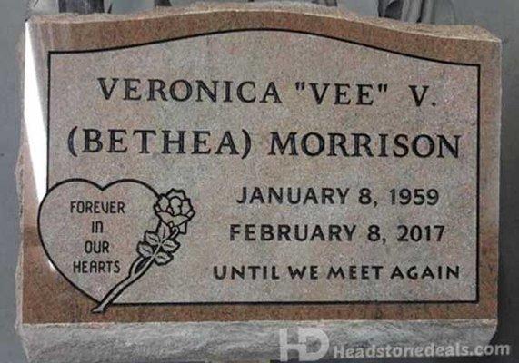 Slant marker for graves - Red color granite