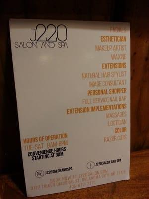 Services from the J220 Salon