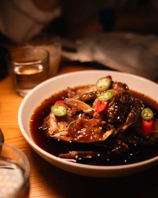 Soy marinated raw crab