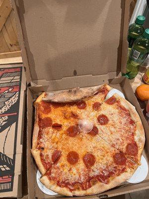 Takeout Pepperoni pizza