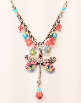 Firefly Dragonfly necklace with fringe beads.