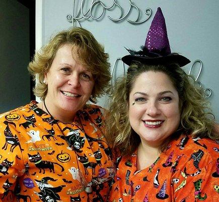 Nicole and Cindy enjoying Halloween.