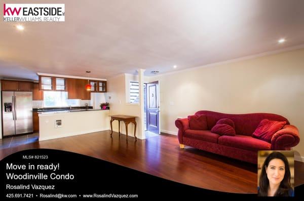 Woodinville condo sold in 5 days, maybe because of the beautiful bamboo hardword floors and crown molding throughout. Move in ready!