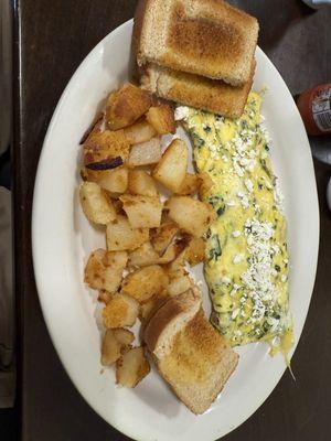 Fetta, mushroom and spinach omelette