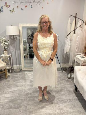 Wedding dress repurposed to an evening gown