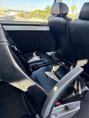 Torn seats, stained cushions, disgusting condition