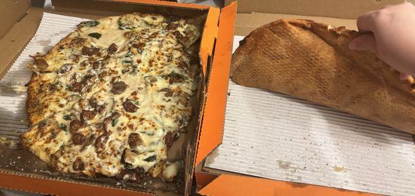 Slid pizza, uncut pizza