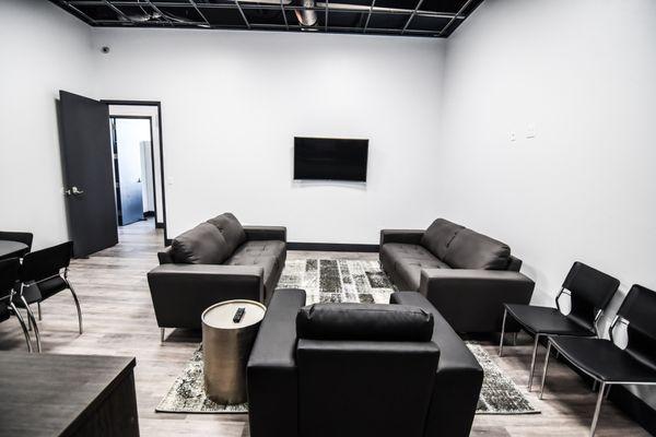 Two comfortable lounge areas for our clients to relax.