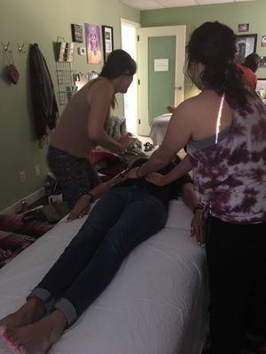 Reiki class hands on practice