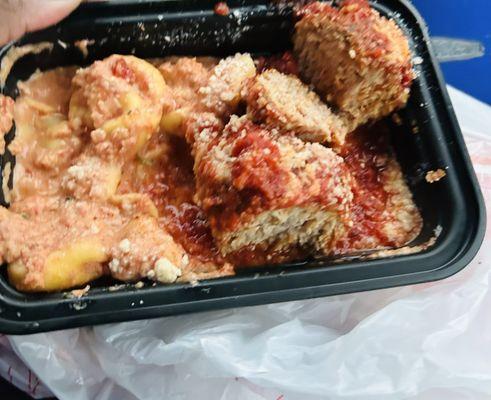 Money bags and meatballs, delicious