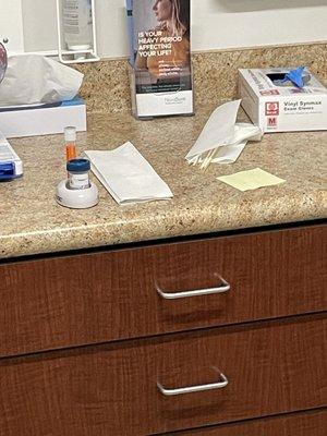 Stuff on counter unsanitary