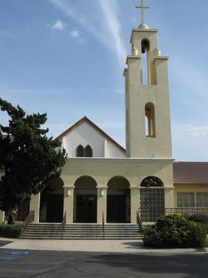 Front of the church as seen from the parking lot.