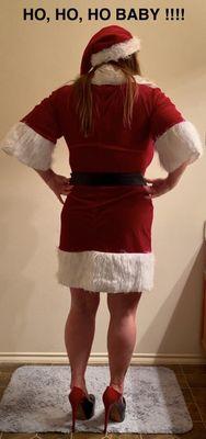 Mrs. Claus getting ready to unwrap herself for the fellas.