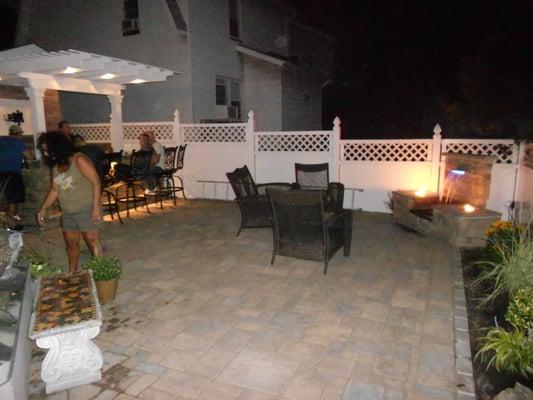 outdoor kitchen and waterfeature