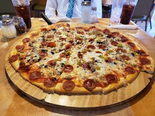The Jumbo L&M Supreme pizza.