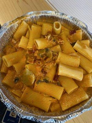 Pasta Quattro Formaggi added mushroom and bacon