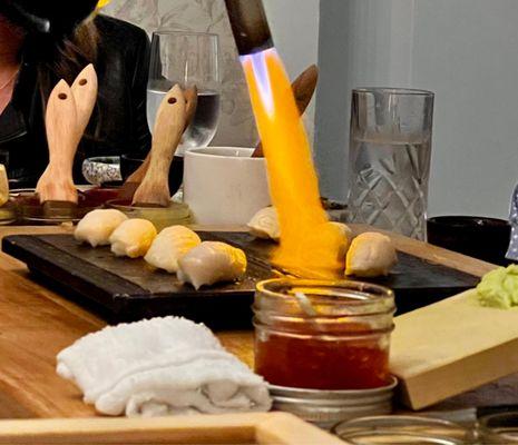 Blowtorched sushi