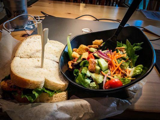 Chicken Calypso with a green salad side.