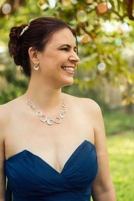 The final product with beautiful hair and makeup.