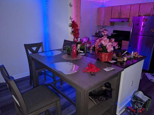 Pub Bar style dinite set to compliment Kitchen island, easy to hold conversion with cook