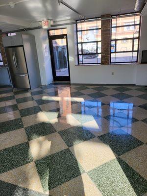 After polishing travertine