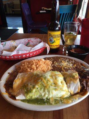 It looks so good I cut it before the picture. Steak Burrito. Excellent Burrito!