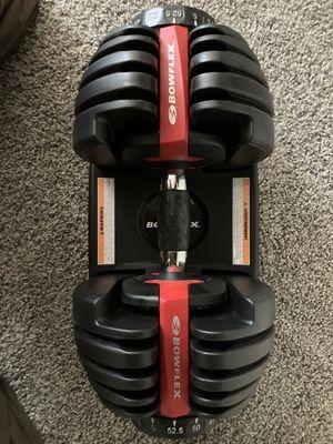This is a Bowflex 552 dumbbell. It goes up to 105 pounds and is close to 400.00 brand new and has only been used a handful of times.