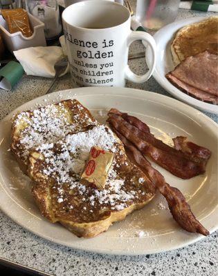 Senior French toast and bacon, very good.