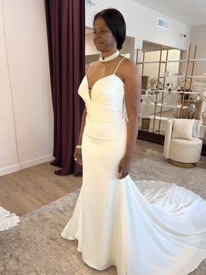 Front of this beautiful satin dress