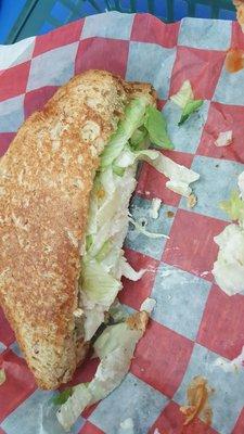 Chicken salad sandwich on wheat bread