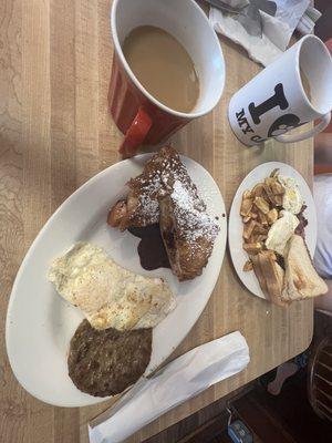 Corned beef hash with home fries and toast