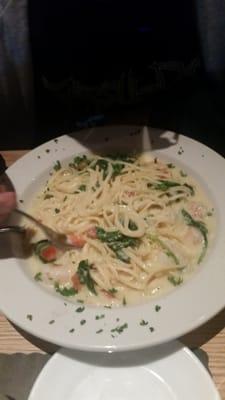 Shrimp linguine, pretty soupy and watery