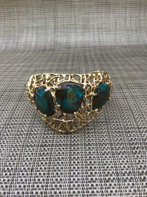 Bracelet with 3 pieces of Bisbee turquoise created by Cloud Dancer. Interested in selling.