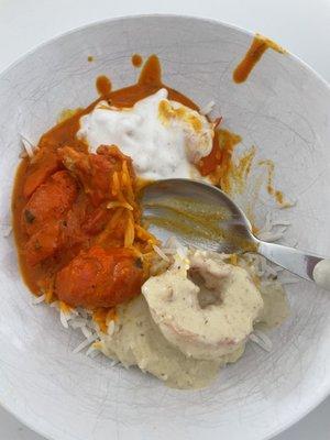 Chicken tikka masala and the yoghurt sauce OMG !!! Soo good