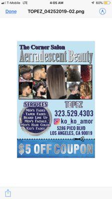 $5 dollars off any service