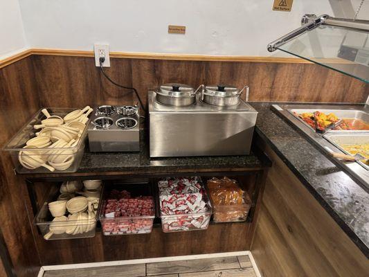 Clean and organized soup bar