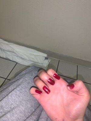 need extension on thumb and entra gel on index