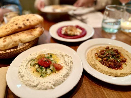A must try: Spreads Tasting Trio: hummus, tzatziki, burrata