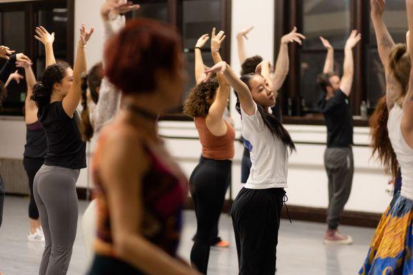 Students practicing movements at Dance Sassy with Chris, bringing energy, attitude, and joy to every step. Photo by Olivia Moon