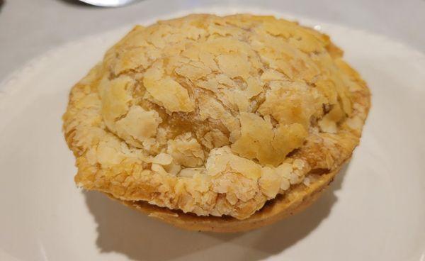 Meat pie (beef filling) with an amazing, flakey crust. These are a healthy size, lots of filling, for $5 ea.