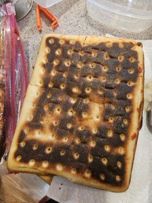 All of it charred, dry and tasted terrible . Only thing edible was the thin crust pizza Waste of 80 plus bucks. Won't be forgetting that