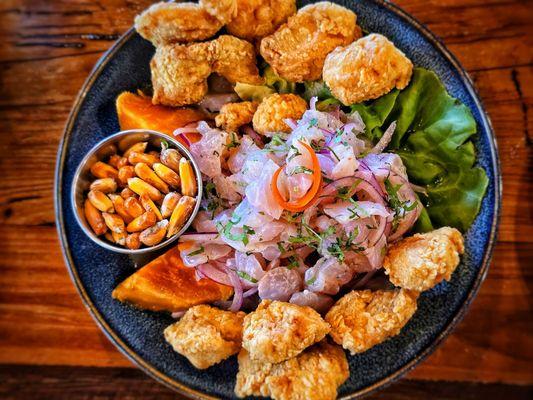 Raw and Fried Fish (Ceviche + Chicharrón)