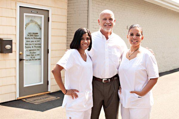 Dr. Jim, Yamira (left) and Brenda (right)