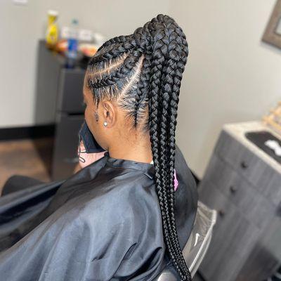 Large Feed in Braided Ponytail